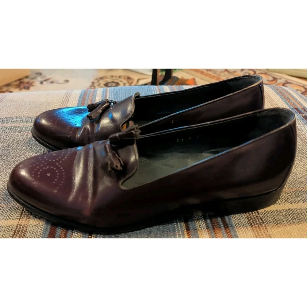 Bally Of Switzerland Men's Brown Leather Shoes Size 11D With Tassels ALAN